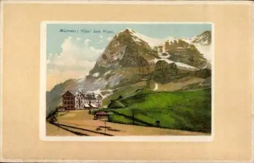 Ak Mürren Kanton Bern Schweiz, Berglandschaft, Hotel des Alpes, Schnee, Natur, Postkarte