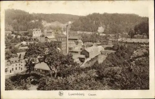 Ak Clausen Luxemburg, Blick auf den Ort, Fabriken