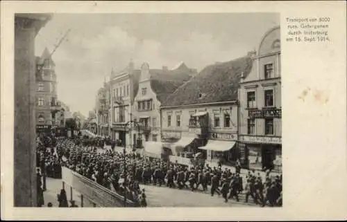 Ak Tschernjachowsk Insterburg Ostpreußen, Transport von 5000 russ. Gefangenen durch die Stadt