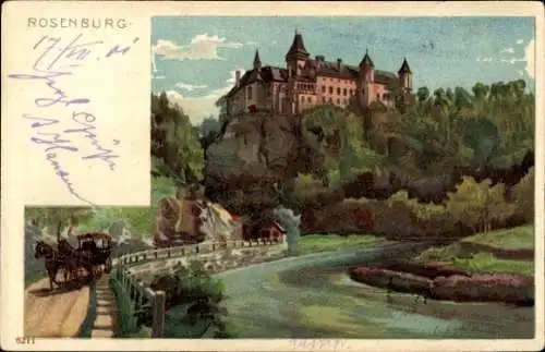 Künstler Litho Rosenburg Mold in Niederösterreich, Blick auf die Ortschaft