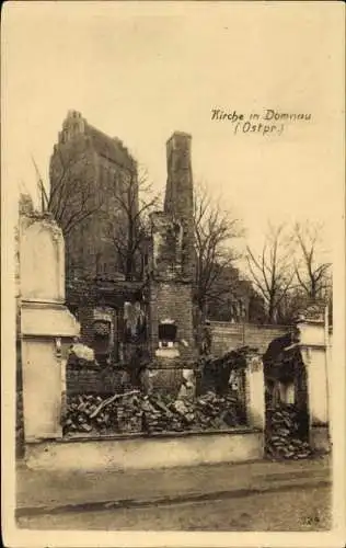 Ak Domnowo Domnau Ostpreußen, Zerstörte Kirche