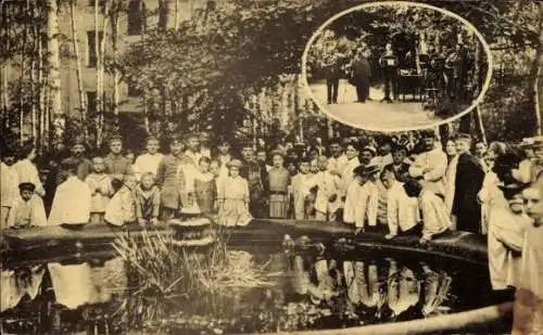 Ak Dresden Altstadt Johannstadt, Gartenkonzert der Waldhornisten, Stadtkrankenhaus