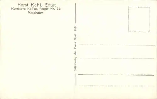 Ak Erfurt in Thüringen, Konditorei-Kaffee, Anger 63, Mittelraum