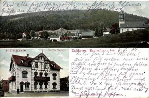 Ak Rautenkranz im Vogtland, Teilansicht, Kirche, Villa Marie