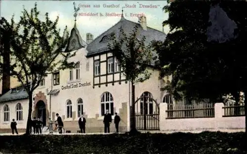 Ak Mitteldorf Stollberg im Erzgebirge, Gasthof Stadt Dresden, Außenansicht