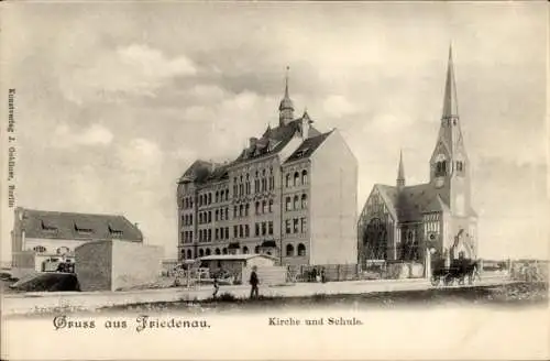 Ak Berlin Schöneberg Friedenau, Kirche und Schule