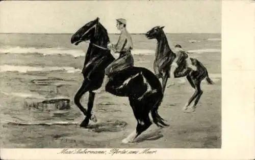 Künstler Ak Liebermann, Max, Pferde am Meer