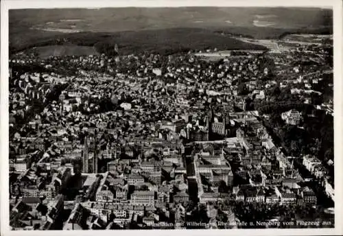 Ak Wiesbaden in Hessen, Fliegeraufnahme, Wilhelmstraße, Rheinstraße, Neroberg