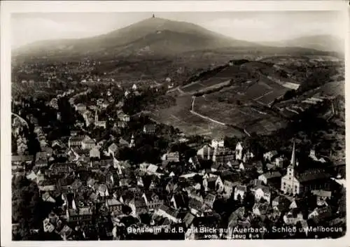 Ak Bensheim an der Bergstraße Hessen, Luftaufnahme