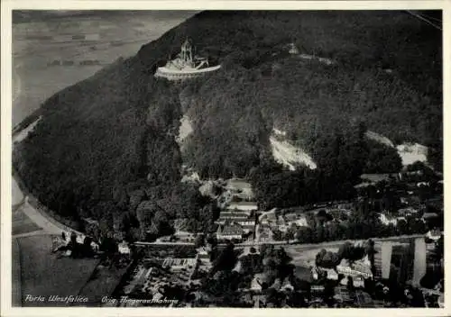 Ak Porta Westfalica an der Weser, Fliegeraufnahme