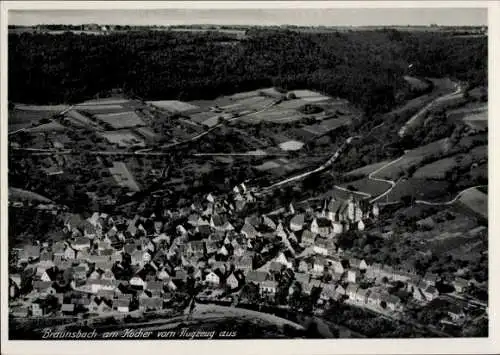 Ak Braunsbach in der Region Hohenlohe, Fliegeraufnahme, Kocher