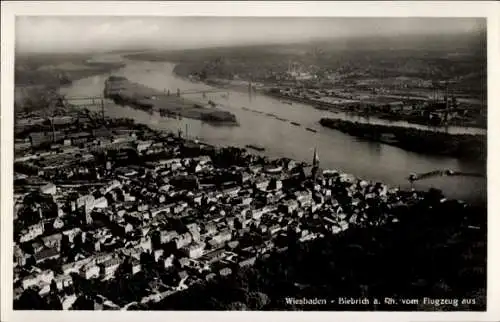 Ak Biebrich am Rhein Wiesbaden, Fliegeraufnahme