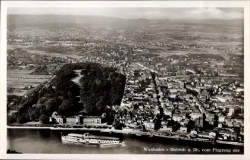 Ak Biebrich am Rhein Wiesbaden, Luftaufnahme