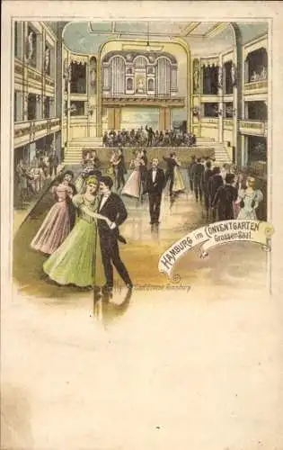 Litho Hamburg Mitte Altstadt, Konzertgarten, Großer Saal