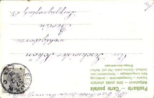 Litho Glückwunsch Neujahr, Schneemann, Haus