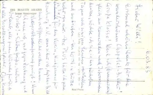 Ak Beauté arabe, Jeune Mauresque, June Maurin, Barbusig