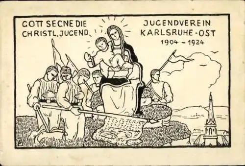 Künstler Ak Jugendverein Karlsruhe Ost, Gott segne die christliche Jugend, 1904-1924