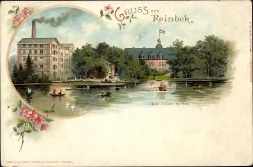 Litho Reinbek in Schleswig Holstein, Blick auf Hotel Schloss Reinbek