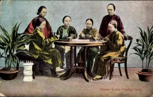 Ak China, Chinese Ladies Playing Cards, Chinesen, Kartenspiel