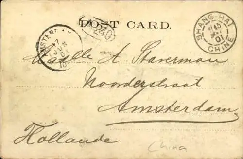 Ak China, Treppenaufgang, Rikschafahrer