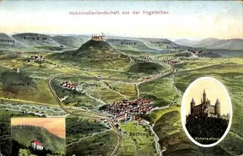 Landkarten Ak Hechingen im Zollernalbkreis, Hohenzollern, Zimmern, Stetten, Mariazell