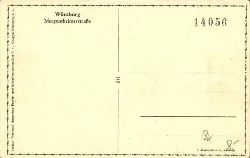 Ak Würzburg am Main Unterfranken, Mergentheimer Straße