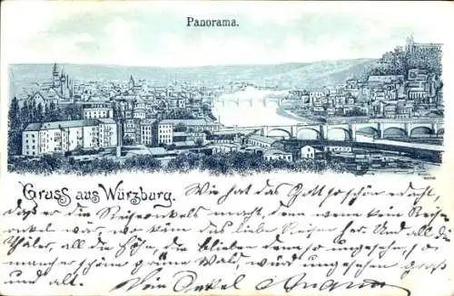 Litho Würzburg am Main Unterfranken, Panorama