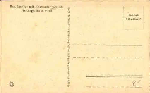 Ak Heidingsfeld Würzburg am Main, Erziehungsinstitut mit Haushaltungsschule, Klavierzimmer