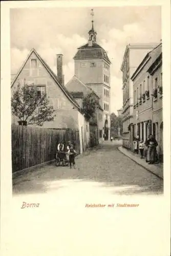 Ak Borna in Sachsen, Reichstor, Stadtmauer