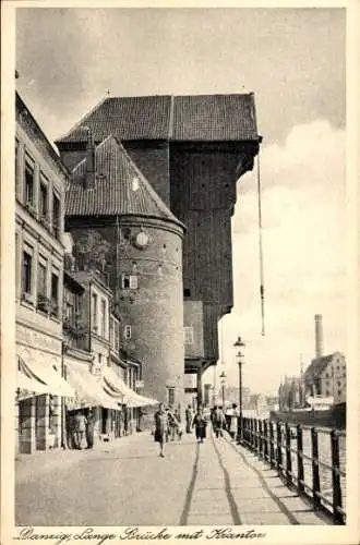 Ak Gdańsk Danzig, Lange Brücke, Krantor