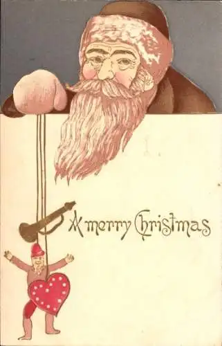 Präge Ak Frohe Weihnachten, Weihnachtsmann mit Geschenken