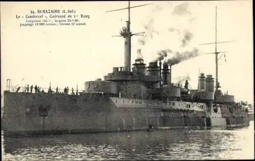 Ak französisches Schlachtschiff Condorcet in Saint Nazaire Loire Atlantique