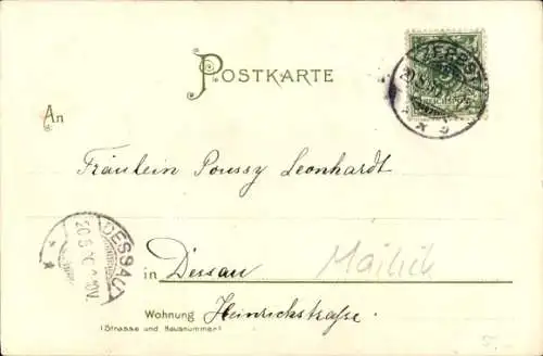 Künstler Ak Mailick, Frohe Pfingsten, Frau in weißem Kleid mit blauer Schärpe