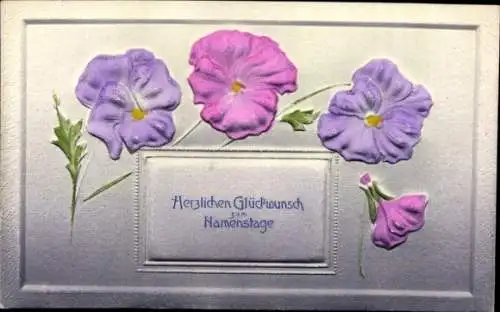 Präge Ak Glückwunsch Namenstag, Blumen