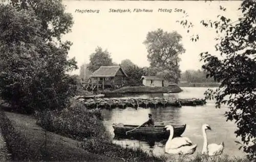 Ak Randau Calenberge Magdeburg,  Stadtpark, Fährhaus Mittag See