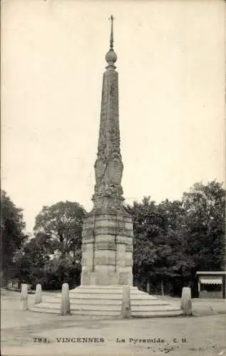 Ak Vincennes Val de Marne, Obelisk, Bäume, Gebäude