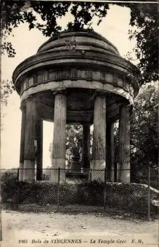 Ak Paris XII Bois de Vincennes, Tempel, Säulen, Zaun, Bäume