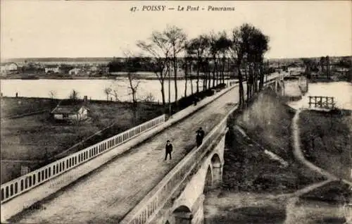 Ak Poissy Yvelines, Le Pont - Panorama