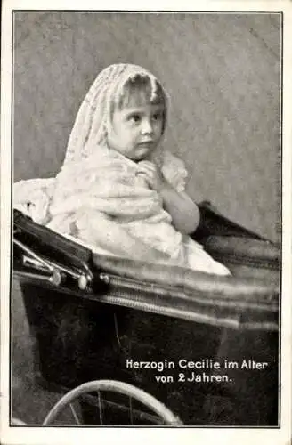 Ak Herzogin Cecilie, 2 Jahre alt, Kinderwagen, Preußen