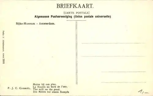 Künstler Ak Gabriel, P. J. C., Mühle, Sumpf
