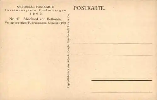 Ak Passionsspiele Oberammergau 1922, Theaterszene, Nr. 41, Abschied von Bethania