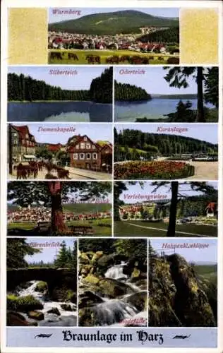 Ak Braunlage im Oberharz, Wurmberg, Silberteich, Oderteich, Damenkapelle, Kuranlagen