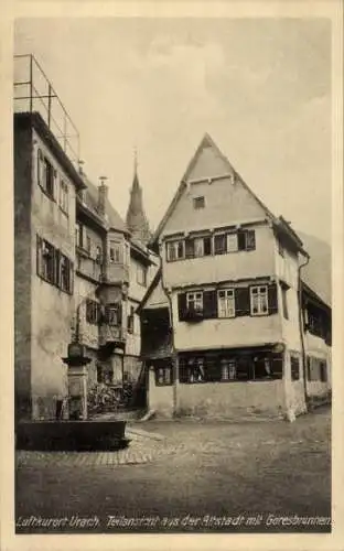 Ak Bad Urach, Teilansicht der Altstadt m. Goresbrunnen