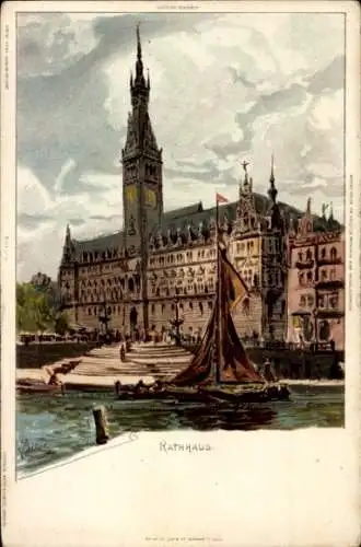 Künstler Litho Biese, C., Hamburg, Rathaus