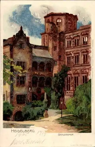 Künstler Litho Heidelberg am Neckar, Schlosshof