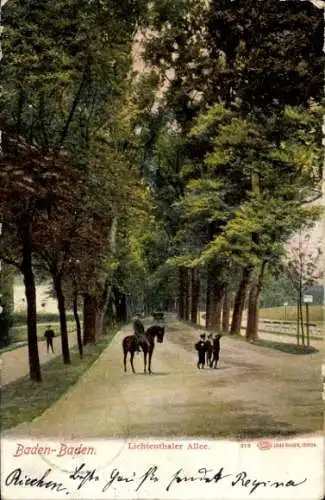 Ak Baden Baden am Schwarzwald, Lichtenthaler Allee, Mann zu Pferde