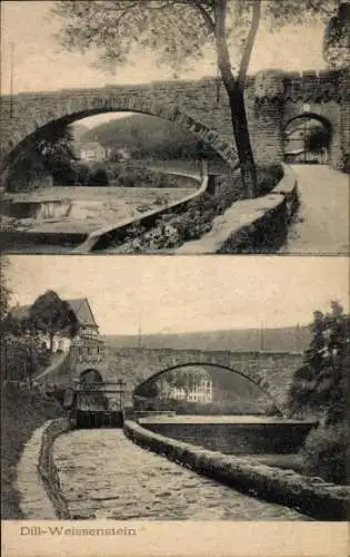 Ak Dill Weißenstein Dillweißenstein Pforzheim im Schwarzwald, Brücke, Fluss