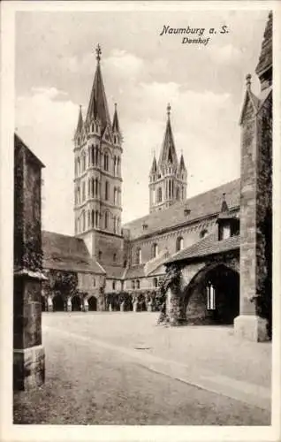 Ak Naumburg an der Saale, Blick in den Domhof, Kreuzgang, Rankenbewuchs