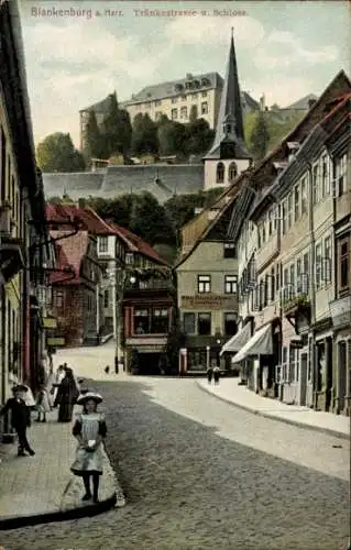 Ak Blankenburg am Harz, Mädchen in der Tränkestraße, Blick zum Schloss, Konditorei Otto Domköhler