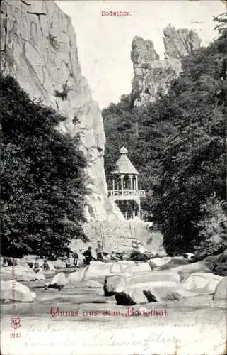 Ak Thale im Harz, Bodetal, Bodetor, Kronentempel